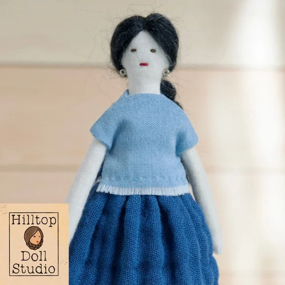 Mini Fabric Doll "Willow" Handcrafted Textile Cloth Heirloom Primitive Doll - Picture 5 of 10